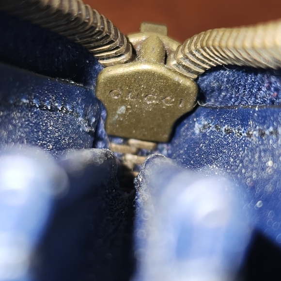 Gucci Ghost Leather Navy Zip Wallet Card Case - Picture 6 of 8